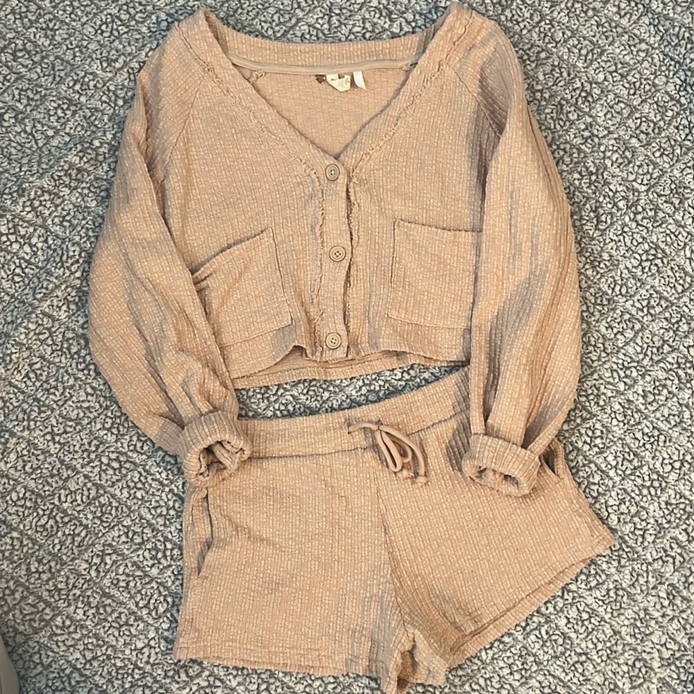 LA Hearts Coco Cardigan and Lounge Shorts Set
